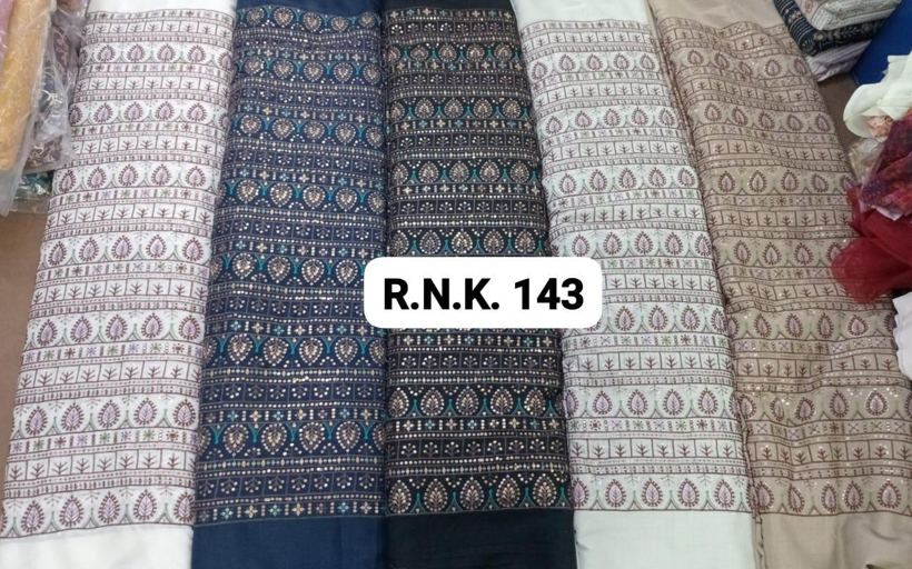 RNK 143 paisley border embroidery fabric